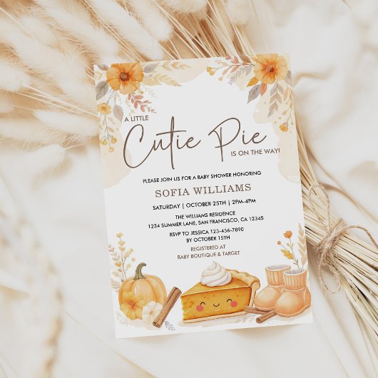 Herfst Autumn Cutie Pie Pumpkin Baby shower Kaart