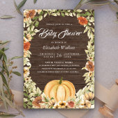 Herfst Autumn Earthy Floral Pumpkin Baby shower Kaart