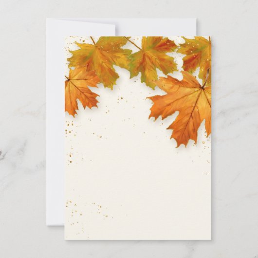 Herfst Autumn Falling Leaf Elegant Wedding Details Kaart (Achterkant)