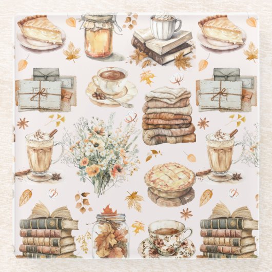 Herfst Autumn Favoriete Essentiële Esthetische Pat Glazen Onderzetter (Voorkant)