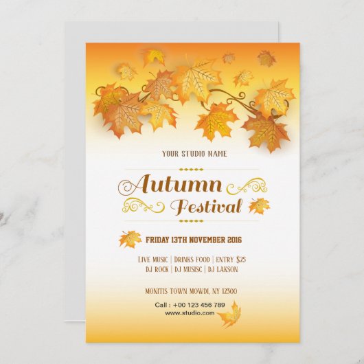 Herfst / Autumn Festival Flyer Kaart (Voorkant / Achterkant)