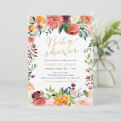 Herfst Autumn Floral Baby shower uitnodiging (Staand voorkant)