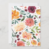 Herfst Autumn Floral Baby shower uitnodiging (Achterkant)