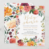 Herfst Autumn Floral Baby shower uitnodiging (Voorkant / Achterkant)