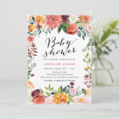 Herfst Autumn Floral Baby shower uitnodiging (Staand voorkant)