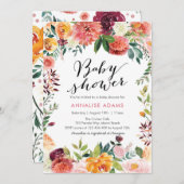 Herfst Autumn Floral Baby shower uitnodiging (Voorkant / Achterkant)