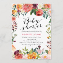 Herfst Autumn Floral Baby shower uitnodiging