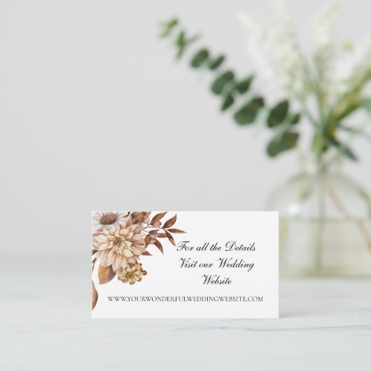 Herfst Autumn Floral laat de website van het huwel Informatiekaartje (Staand voorkant)