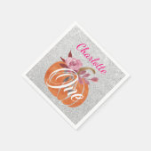 Herfst Autumn Floral Pumpkin 1st Birthday One Silv Servet (Hoek)