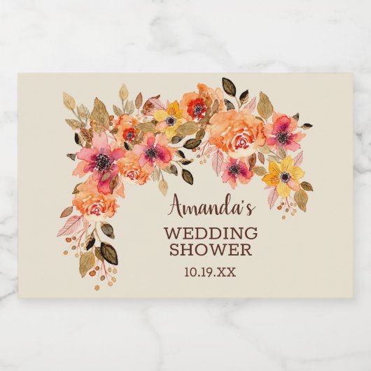 Herfst Autumn Floral Swag Mini Sparkling Wijnetiket (Enkel label)