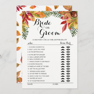 Herfst Autumn foliage Bride of Groom game editable Kaart