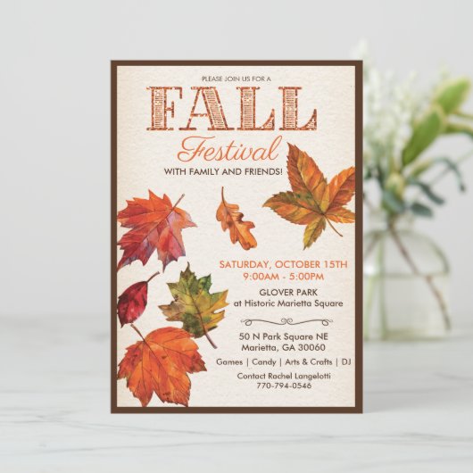 Herfst Autumn Harvest Festival verlaat uitnodiging (Staand voorkant)