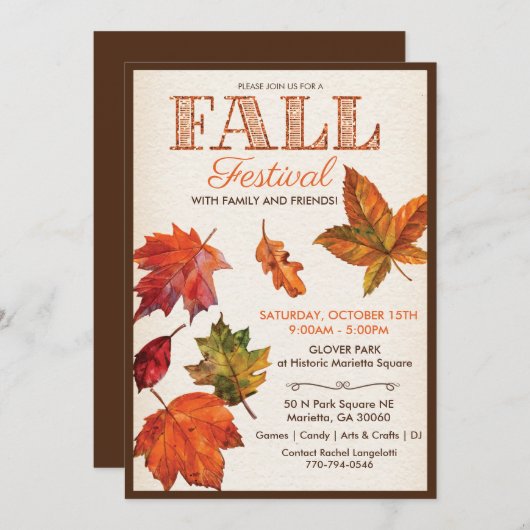 Herfst Autumn Harvest Festival verlaat uitnodiging (Voorkant / Achterkant)