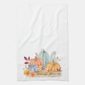 Herfst Autumn Harvest Green Pumpkins Theedoek (Verticaal)