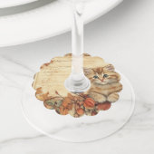 Herfst Autumn Harvest Kat Wijnglaslabel (Dichtbij)