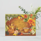 Herfst Autumn Harvest Tea Party Uitnodiging (Staand voorkant)