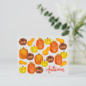 Herfst Autumn Harvest Waterverf Pumpkins Briefkaar Briefkaart (Staand voorkant)