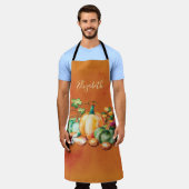 Herfst Autumn Harvest Waterverf Thanksgiving Schort (Gedragen)