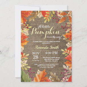 Herfst Autumn Jute Baby Shower Uitnodiging