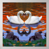 Herfst Autumn Lake Reflections van Swans in Love Poster (Voorkant)