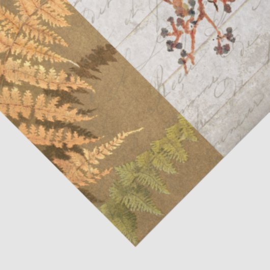 Herfst Autumn Leaf Wreath Script Ephemera-ontkoppe Tissuepapier (Detail)