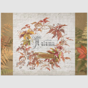 Herfst Autumn Leaf Wreath Script Ephemera-ontkoppe Tissuepapier
