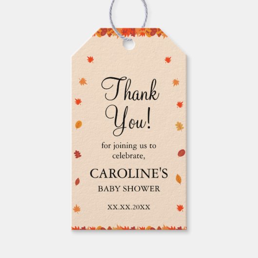 Herfst Autumn Leaves Baby shower Favoriet Gift Lab Cadeaulabel (Voorkant)