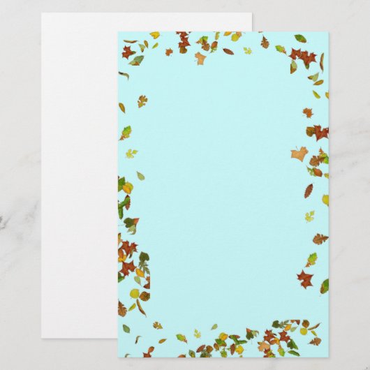 HERFST / AUTUMN LEAVES, Blauwgroen blauw Briefpapier (Voorkant / Achterkant)