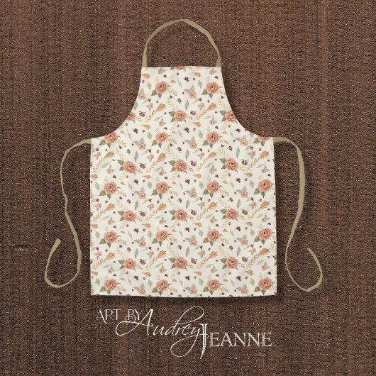 Herfst Autumn Leaves BOHO Floral Burgundy Peach Schort