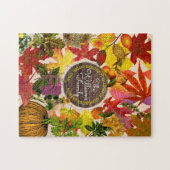 Herfst Autumn Leaves Collage Monogram  Hout Legpuzzel (Horizontaal)