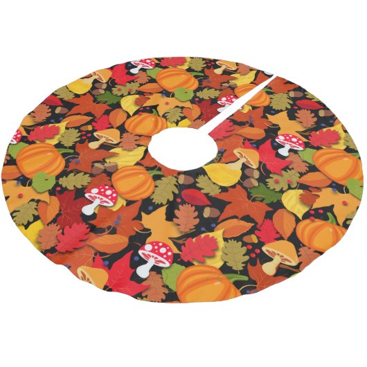 Herfst Autumn Leaves en Toadstools Patterned Kerstboom Rok (Gekanteld)