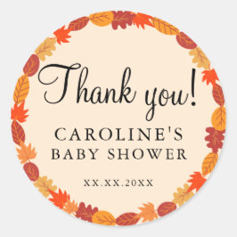 Herfst Autumn Leaves Halloween Baby shower Bedankt Ronde Sticker