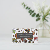 Herfst Autumn Leaves Pumpkin en Acorns Illustratie Visitekaartje (Staand voorkant)