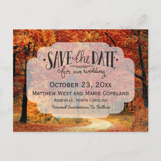 Herfst Autumn Leaves Rustic Wedding Save The Date Aankondigingskaart (Voorkant)