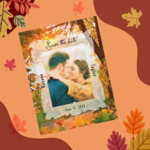 Herfst Autumn Leaves Wedding Photo Save the Date
