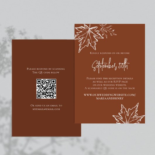 Herfst Autumn Leaves Wedding QR Code RSVP