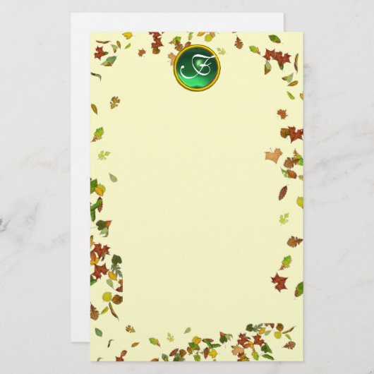HERFST / AUTUMN LEVERT EMERALD GEMSTONE MONOGRAM BRIEFPAPIER (Voorkant / Achterkant)