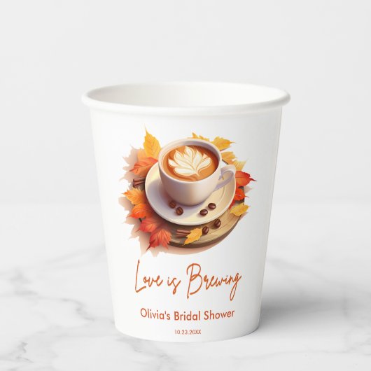 Herfst Autumn Love is het brouwen van koffie Vrijg Papieren Bekers (Achterkant)