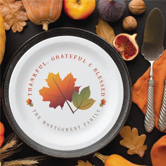Herfst Autumn Maple Leaf Grateful Thanksgiving Par Papieren Bordje