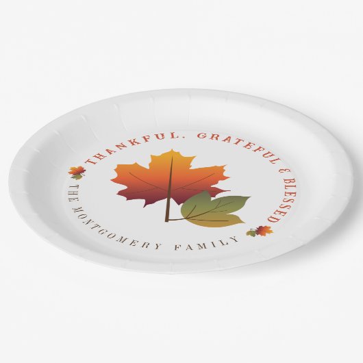 Herfst Autumn Maple Leaf Grateful Thanksgiving Par Papieren Bordje (Gekanteld)