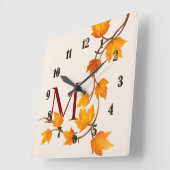 Herfst Autumn Maple Leaves Branch Vierkante Klok (Hoek)