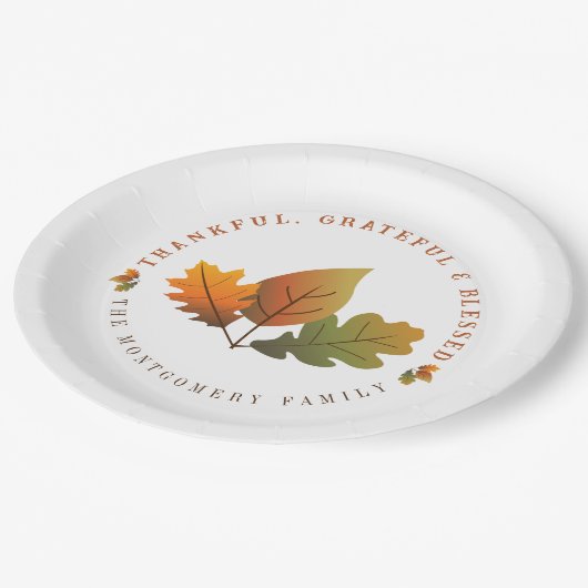 Herfst Autumn Oak verlaat dankbare Thanksgiving Papieren Bordje (Gekanteld)