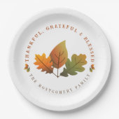 Herfst Autumn Oak verlaat dankbare Thanksgiving Papieren Bordje (Voorkant)