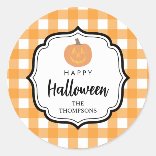 Herfst Autumn Oranje Play Halloween Pumpkin Ronde Sticker (Voorkant)