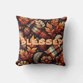 Herfst Autumn Plaid bladeren Oranje zwarte patroon Kussen