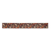 Herfst Autumn Plaid bladeren Oranje zwarte patroon Satijnen Lint (Voorkant)