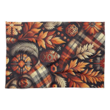 Herfst Autumn Plaid bladeren Oranje zwarte patroon