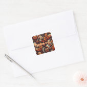 Herfst Autumn Plaid bladeren Oranje zwarte patroon Vierkante Sticker (Envelop)