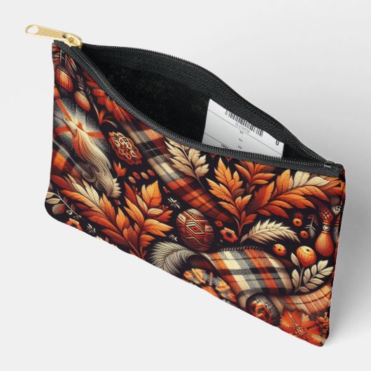 Herfst Autumn Plaid Bladeren Sinaasappel Black Bei Etui (Open)