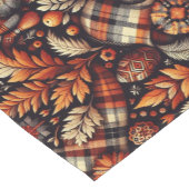 Herfst Autumn Plaid Bladeren Sinaasappel Black Bei Korte Tafelloper (Hoek)